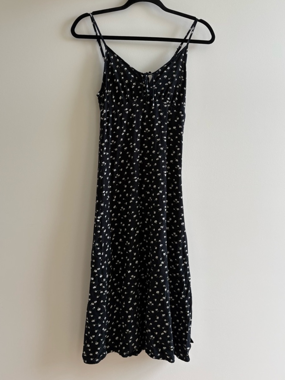 Hollister Black Midi Slip Dress with White Floral Print